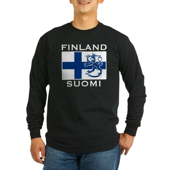 CafePress - Finland Suomi Flag Long Sleeve Dark T Shirt - Long Sleeve Dark T-Shirt