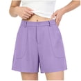 thumbnail image 2 of Pounoo Bermuda Shorts for Women High Waisted Pleated Front Button Detail Pocket Detail Loose Fit Bottoms Daily Slacks, 2 of 7