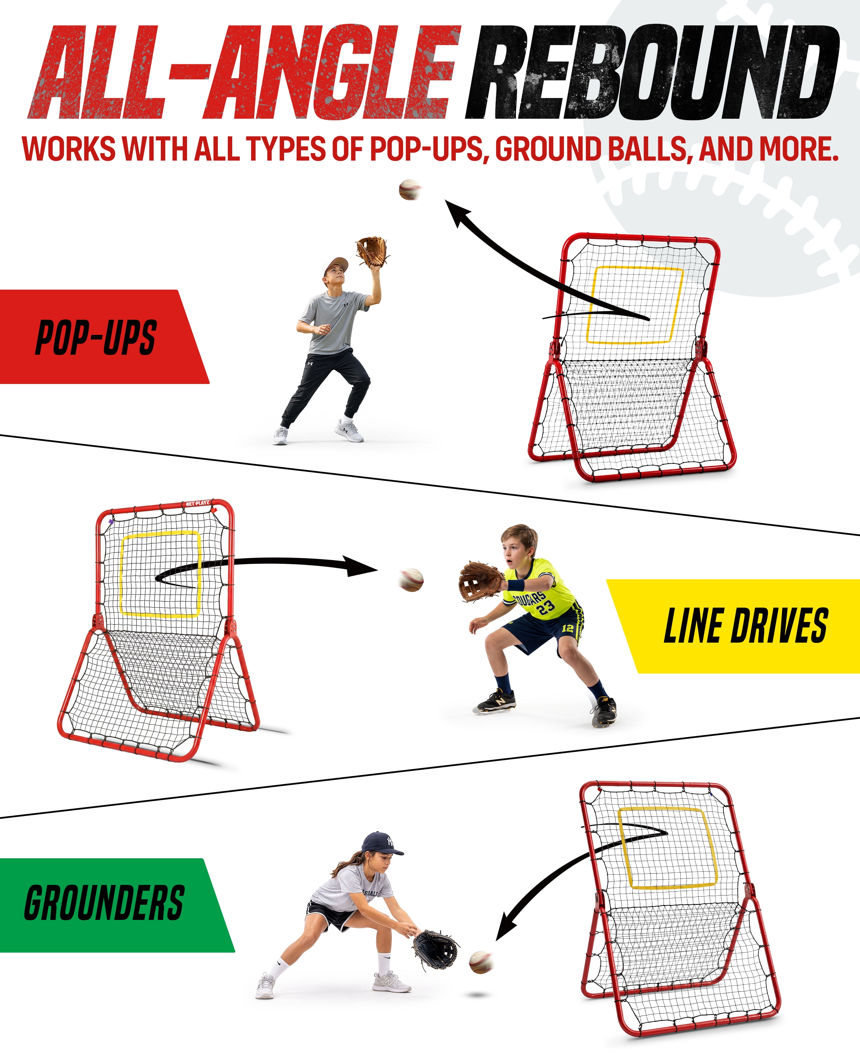 Net Playz Baseball Pitchback Rebounder Net with Adjustable Angles for Practice