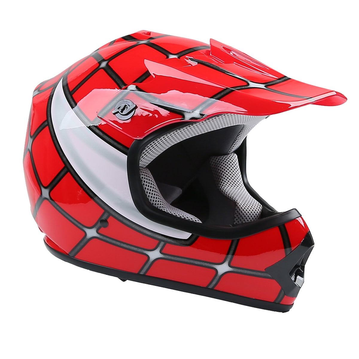 tcmt dot helmet for kids & youth red spider net with goggles & gloves for atv mx motocross offroad street dirt bike