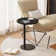 thumbnail image 2 of C Shaped End Table, Round Side Table, Small Drink Tv Tray Table for Small Spaces,Modern Accent Nightstand with Metal Leg for Living Room, Bedroom, Corners, and Office(Black), 2 of 8