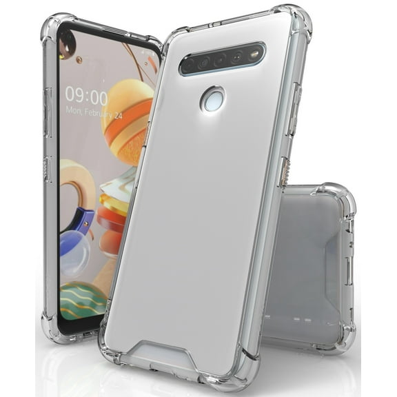 Clear Case for LG K61, Transparent [Aquaflex] Semi-Flexible TPU Phone Cover [with Shock Absorbing Airbag Bumpers]