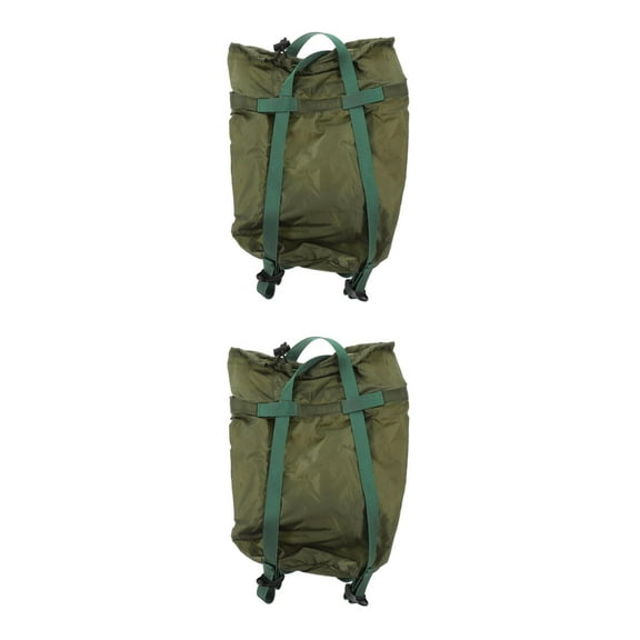 Set of 2 Sleeping Bag Camping Storage Net Bag Hiking Gear Storage 18X38 Cm Green