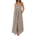 thumbnail image 1 of WTXUE Robes pour Femmes, Robe à Col Rond pour Femmes à la Mode Imprimée, Dos Nu, à Bretelles, Grand Ourlet, Taille Haute, Sans Manches (Brun, M), 1 of 9