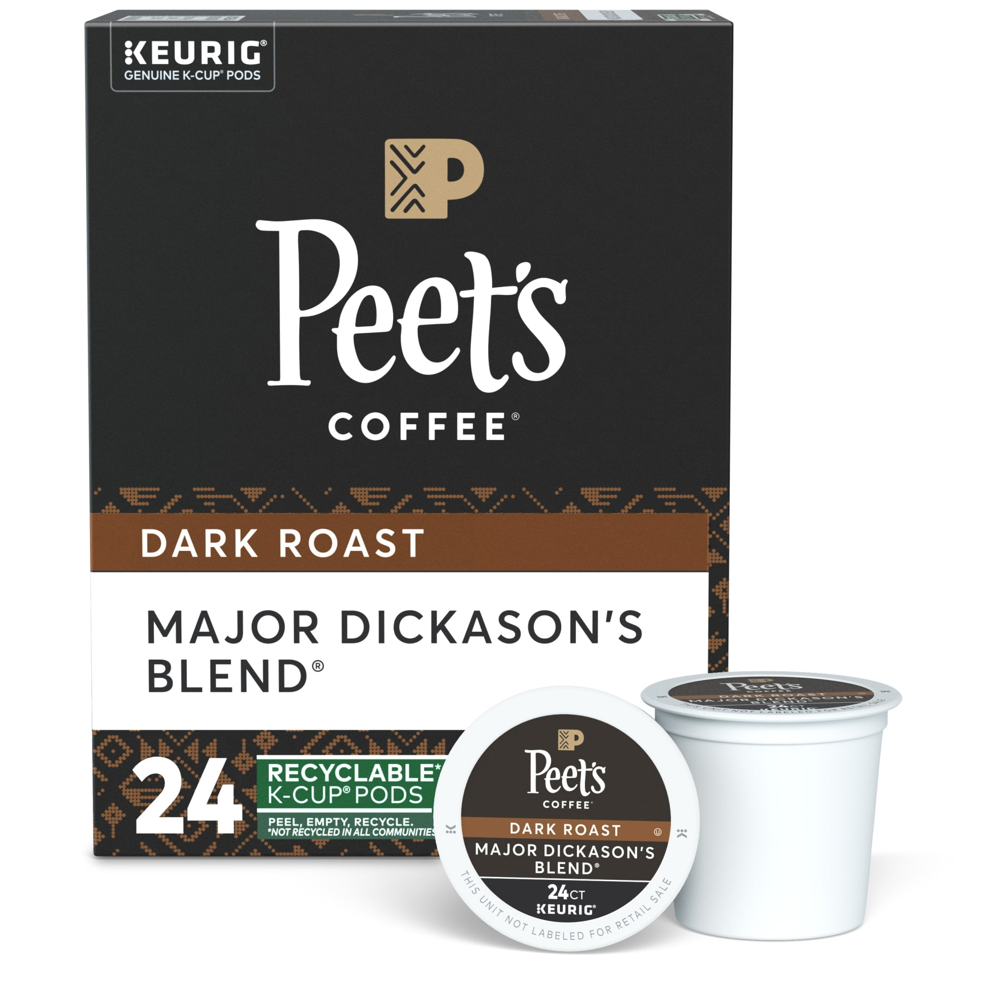 Peet's Coffee Major Dickason's Blend Dark Roast Keurig Coffee Pods, 24 Ct -  Walmart.com