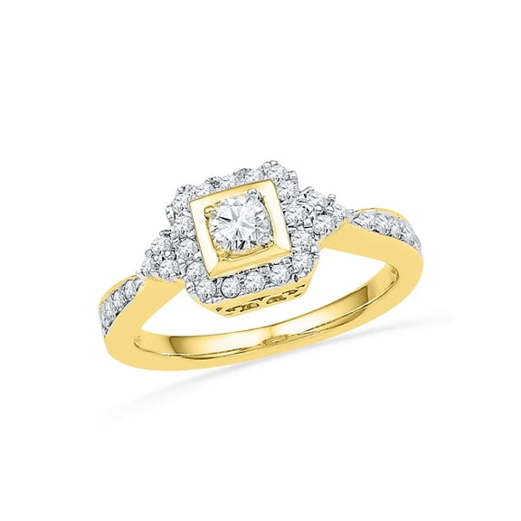 10k Yellow Gold Womens Round Diamond Bridal Wedding Engagement Anniversary Ring 1/2 Cttw