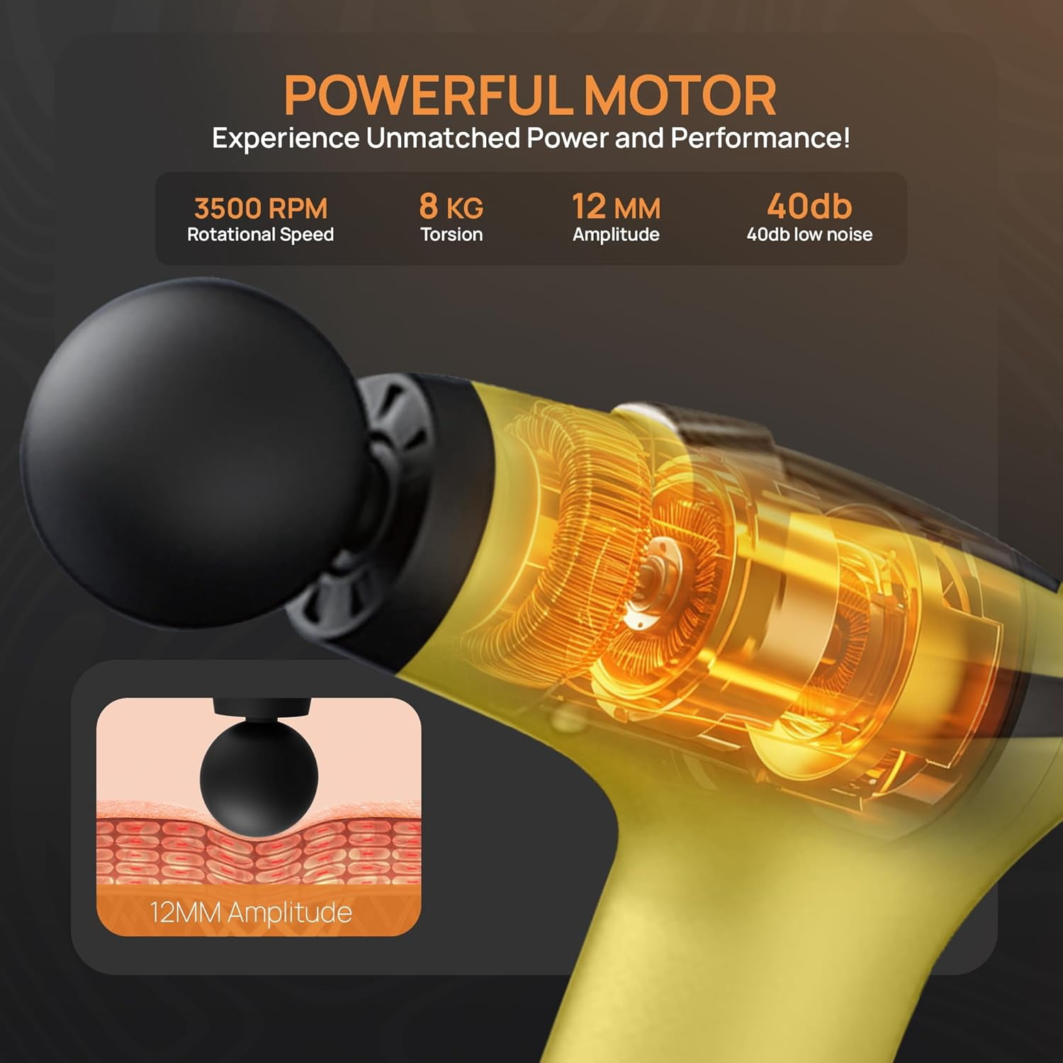 Deep Tissue Massage Gun with Belt & Handle, 12 Speeds LCD Screen, Quiet Motor for Muscle Recovery