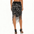 thumbnail image 4 of Dresfit Belly Dance Outfit for Women Tassels Sequin Skirt Paillette Sparkly Mardi Gras Wrap Skirt with Rhinestones Glitter Dance Skirt for Carniva Holiday Party Silver One Size, 4 of 4