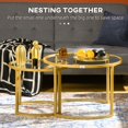 thumbnail image 3 of Gold Round Nesting Coffee Table Set - Modern Living Room Tables with Tempered Glass & Steel Frame, 27.6" Dia, Space-Saving Design, 3 of 7