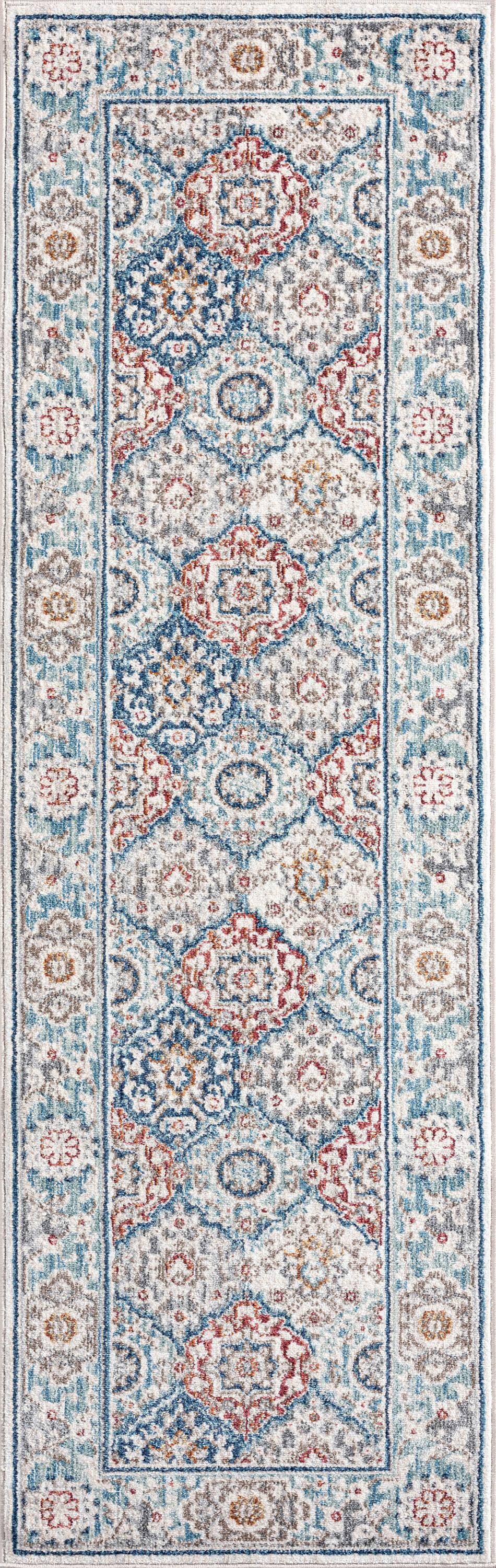 Transitional 2x8 Area Rug (2'3'' x 7'7'') Oriental Gray, Blue Indoor Runner Easy to Clean