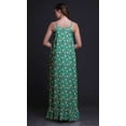 thumbnail image 3 of Bimba Robe de Nuit Longue à Bretelles Spaghetti pour Femmes, Bleu Sarcelle, à Pois/cœur et Imprimés Artistiques, Robe Maxi de Sommeil, X-Small, 3 of 5