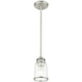 thumbnail image 5 of 1 Light Brushed Nickel Mini Pendant with Hand Blown Clear Seeded Glass Shade, 5 of 5