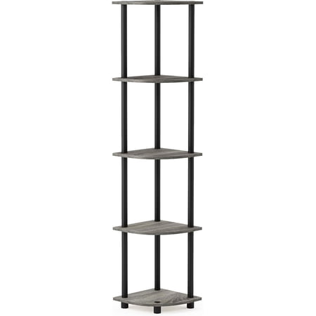 Turn-N-Tube 5 Tier Corner Display Rack Multipurpose Shelving Unit, 1-Pack, Espresso/Black