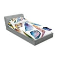 thumbnail image 2 of Ambesonne Tribal Fitted Sheet & Pillow Sham Set, Ornate Feather, Twin, Multicolor, 2 of 2