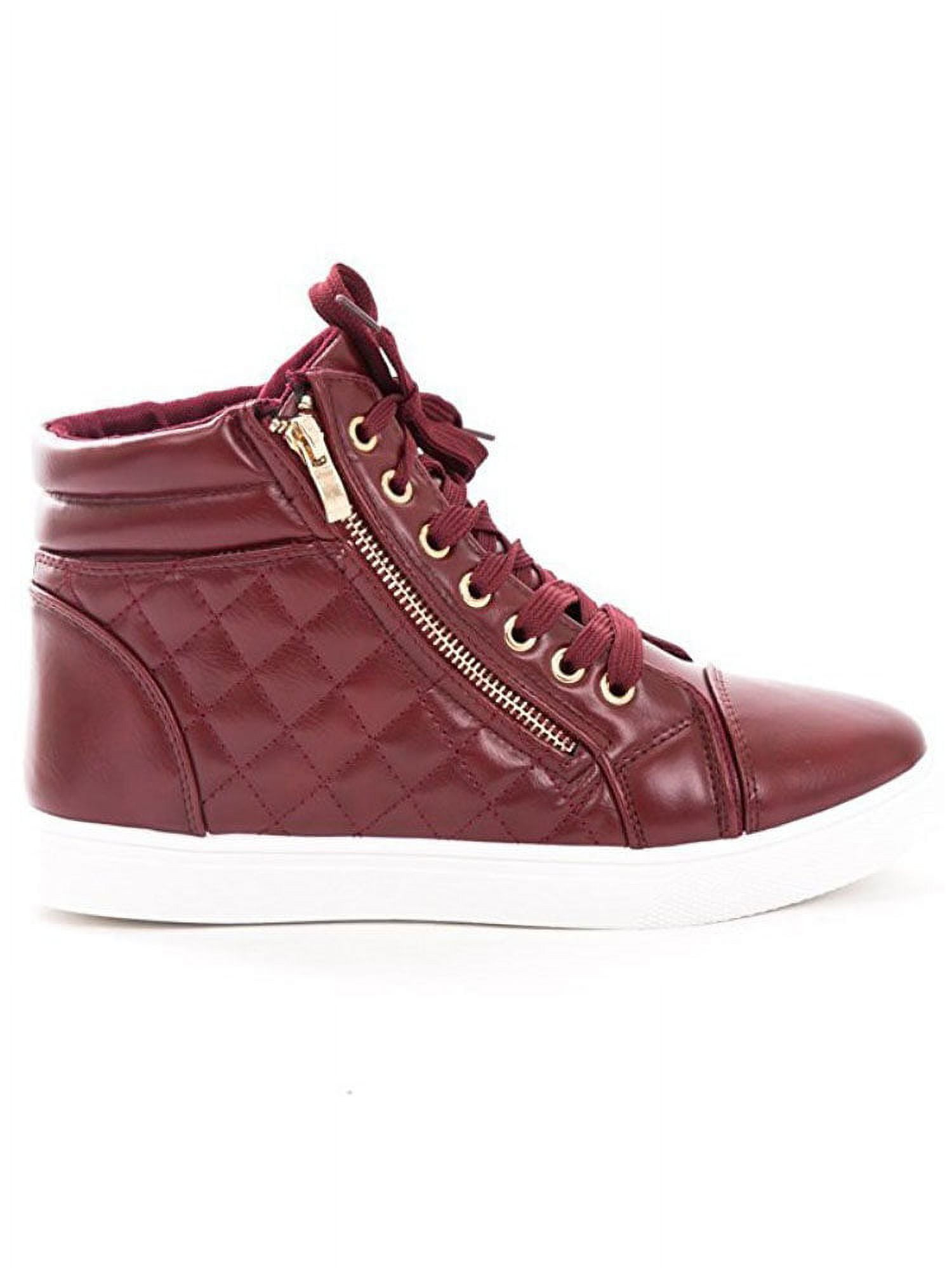 Soho Shoes Women's Leatherette Quilted Zipper Lace Up High
