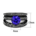 thumbnail image 2 of Black Womens Ring Anillo Para Mujer Stainless Steel Ring with Top Grade Crystal in Sapphire, 2 of 4
