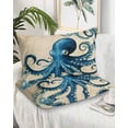 thumbnail image 2 of Vintage Blue Octopus Pillow Covers Queen Size 2 Pack, Summer Coastal Ocean Wave Soft Bed Throw Pillowcases Breathable Cooling Long Lumbar Body Pillow Sham Cover for Bed Sofa 20''x30'', 2 of 7