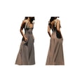 thumbnail image 3 of Women Casual Summer Smocked V Neck Beach Striped Sleeveless Sundress Flowy Long Dress with Pockets Dark Gray L, 3 of 7