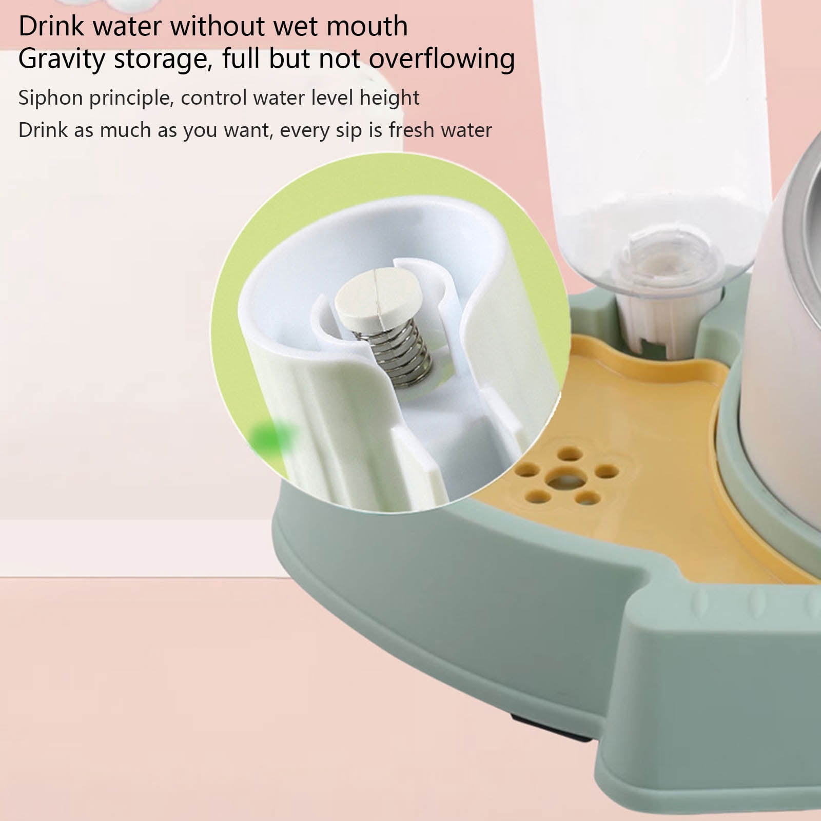 Pet Automatic Feeder Set Dog Bowl Waterer Slanted Raised Stainless Steel Bowl Re-fill Water Dispenser
