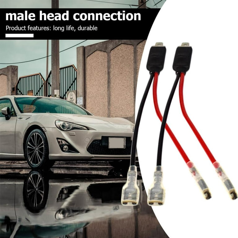 Toutek 2x H1 LED Headlight Wiring Harness Male Plug Single Diode Converter  Cables 