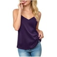 thumbnail image 4 of DAFPZW Womens Silk Satin Tank Tops V-Neck Cami Adjustable Spaghetti Strap Camisole Summer Basic Back Cross Tank Shirts, 4 of 8