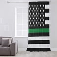 thumbnail image 3 of Thin Green White Line Semi Sheer Curtains Drapes for Living Room, Bedroom, French Doors Window 45 Inches Long, American Flag Star Rod Pocket Chiffon Curtain Drapery Voile Draperies Panel, 3 of 6