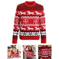 thumbnail image 4 of PULLIMORE Christmas Family Matching Sweaters O-neck Reindeer Knitted Long Sleeve Snowflake Sweater Pullover for Men, 4 of 7