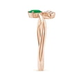 thumbnail image 3 of ANGARA Natural Nature Inspired Emerald Bypass Ring with Diamond Leaf in 14K Rose Gold for Women (Size-6x4mm) | May Birthstone, Birthday, Anniversary, Jewelry Gift for Women | Natural Emerald Ring, 3 of 10
