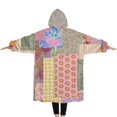 thumbnail image 2 of Oversized Wearable Blanket Hoodie,Pioneer Flower Floral Print Pattern Sherpa Blanket Hoodie with Super Pockets,Super Warm Fuzzy Pullover for Women & Men, 2 of 6