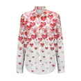 thumbnail image 4 of Outfmvch Heart Print Blouses Business Tops for Women Button Down Shirt Womens Blouses Holiday Blouses Heart Blouses Work Shirts for Women Business Casual Hot Pink S, 4 of 5