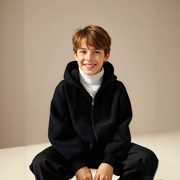 Hoddies Kids Grey Zip up Hoodies Long Sleeve Casual Basic Pullover Sweatshirt Hoodie Warm Fall Winter Clothes Boy Clothes 5-6 Years