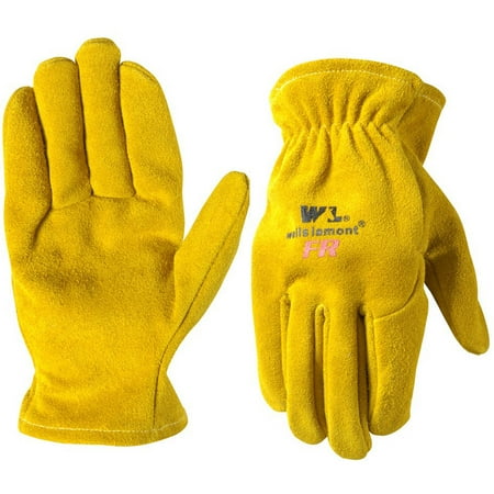 Flame Resistant Gloves - Split Cowhide Leather Flame Resistant Work Gloves, Goldenrod