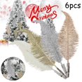 thumbnail image 4 of 6Pcs Christmas Tree Decoration Clip On Fake Feather Glittery Baubles Ornament, 4 of 4