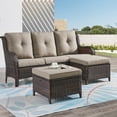 thumbnail image 6 of PARKWELL 2PCS Patio Rattan Ottoman Outdoor Foot Rest with Gray Cushion in Brown Wicker, 6 of 7