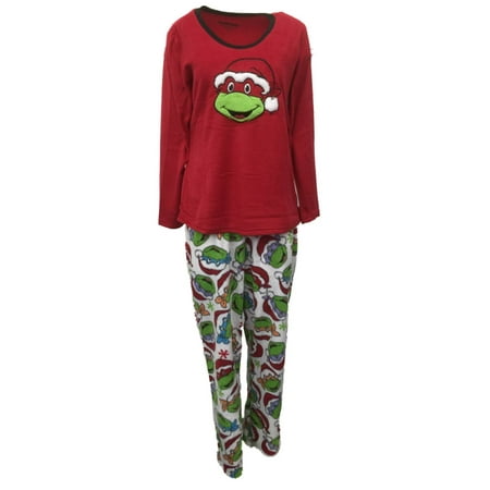 Teenage Mutant Ninja Turtles Women Red Fleece Christmas Pajama TMNT Sleep Set XL