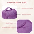 thumbnail image 5 of Narwey Hanging Toiletry Bag with Hook Quilted Travel Make up Bag with Multiple Compartments, Cosmetic Organizer Dopp Kit for Women Men, Medium, Purple, 5 of 10