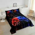 thumbnail image 4 of Erosebridal Ensemble de Couette Simple Néon Rouge Bleu avec Manette de Jeu, Couette en Duvet à Lignes Dégradées, Décor pour Chambre de Gamer, Réversible 2 Pcs, 4 of 8