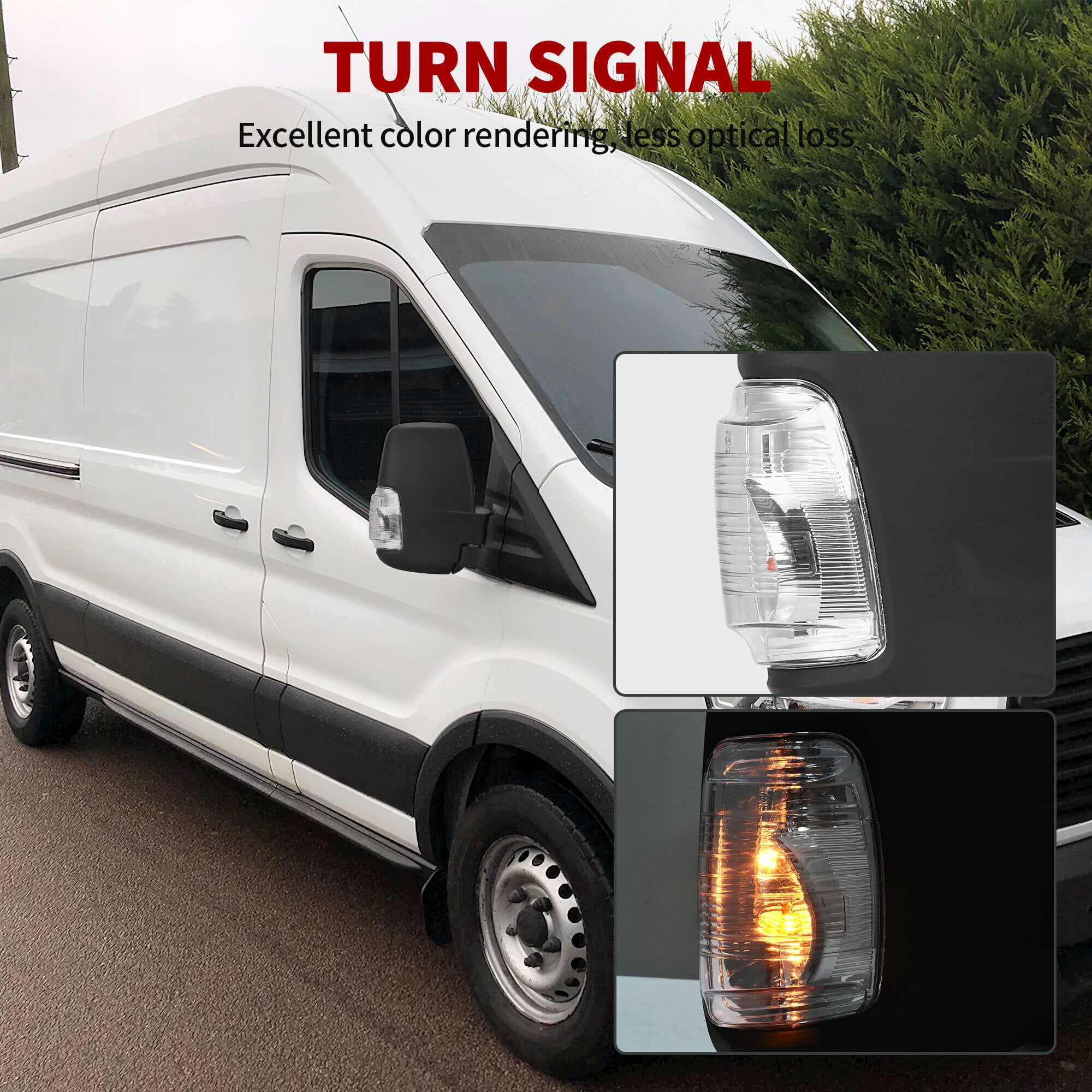 LEDKINGDOMUS Right Passenger Side Mirror Replacement Power Heated Folding LED Turn Signal Clearance Light for Ford Transit 150 250 350 350 HD 2015 2016 2017 2018 2019 2020 2021
