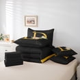 thumbnail image 5 of Homewish Initial D Letter Bedding Comforter Set 7-Piece, Butterfly Rose Floral King Bedding Sets, Black Gold Sequin Print Reversible Bed Sheets, Breathable Home Decor, 5 of 7