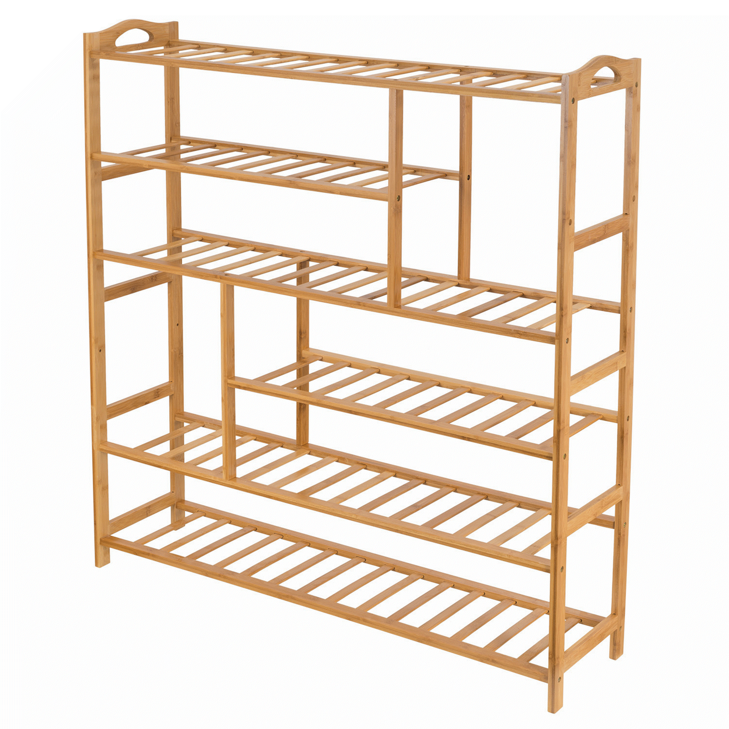 Ollieroo Bamboo Shoe Rack 6 Tier Shoe Organizer for Closet Entryway