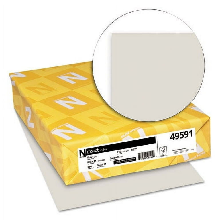 Exact Index Card Stock, 110 lb Index Weight, 8.5 x 11, Gray, 250/Pack Exact Index Card Stock, 110 lb Index Weight, 8.5 x 11, Gray, 250/Pack