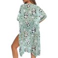thumbnail image 5 of HELLHERO Cartoon Pandas Play Bathing Suit Cover Up Lightweight High Quality Fabrics Short Sleeve Long Kimono Swimsuit Cover Up, 5 of 6