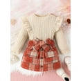 thumbnail image 2 of Suealasg Kids Girls Fall Outfits 6M 1T 2T 3T 4T Little Girl Solid Color Rib Long Sleeve Tops and Plaid Skirts Set Casual Two Piece Toddler Baby Girls Autumn Clothes, 2 of 8
