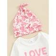 thumbnail image 6 of Arvbitana 3M 6M 12M 18M Baby Girls 3Pcs Outfits White Long Sleeve Letter Print Romper + Hat Cactus Print Pants + Hats Sets Newborn Infant Cute Valentine's Day Clothes, 6 of 9