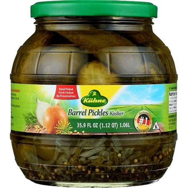 Kuhne Kosher Barrel Pickles, 35.9 fl oz, from Germany with with dill