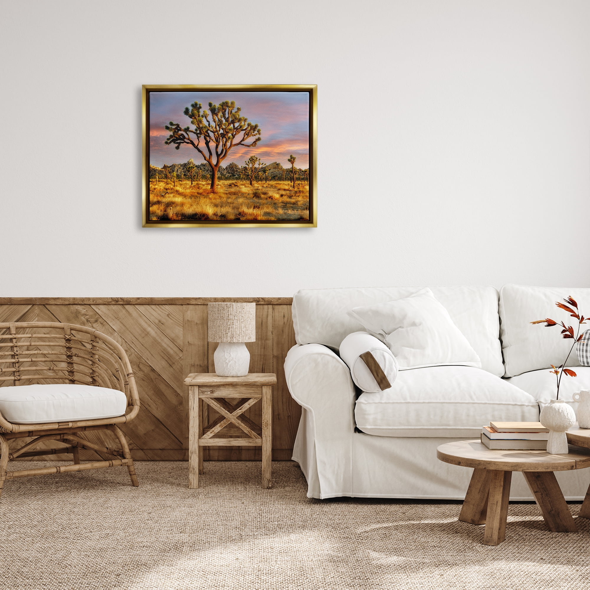 Stupell Industries Savanna Trees Photography Nature Photography Gold Floater Framed Art Print Wall Art, 31 x 25