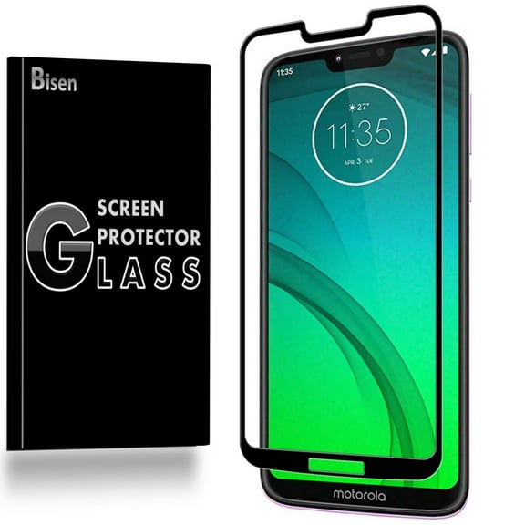 Fit For Motorola Moto G7 Power [BISEN] FULL COVER Tempered Glass Screen Protector, Anti-Scratch, Anti-Shock, Shatterproof, Bubble Free