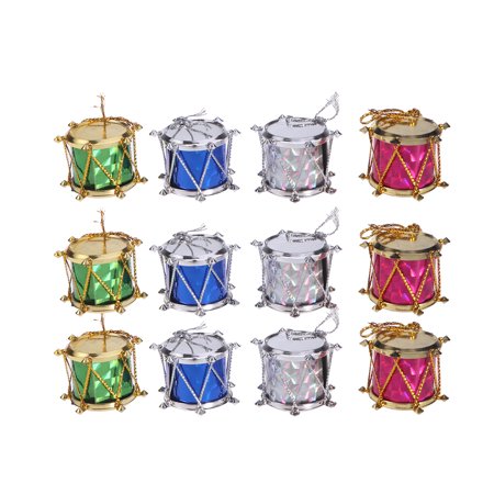 

Hemoton 12pcs 2cm Colorful Glitter Mini Drum Christmas Tree Ornaments Hanging Decoration Pendant Christmas Holiday Wedding Party Decor (Assorted Color)