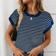 thumbnail image 6 of QUNYINEY Casual Tee Shirts Womens Short Sleeve Crew Neck Striped Tops Slim Pullover Cotton Shirts, 6 of 7