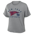thumbnail image 2 of Women's Fanatics Heather Gray New York Giants Pennant Wave Tribute Tri-Blend Boxy T-Shirt, 2 of 3